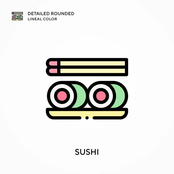 Sushi Detallado Color Lineal Redondeado Conceptos Modernos Ilustración Vectorial Fácil — Vector de stock