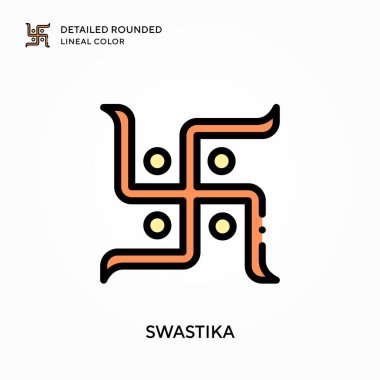 Gamalı haç ayrıntılı yuvarlak çizgisel renk. Modern vektör illüstrasyon kavramları. Düzenlemesi ve kişiselleştirmesi kolay.