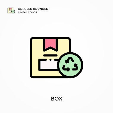 Kutu detaylı yuvarlak çizgi rengi. Modern vektör illüstrasyon kavramları. Düzenlemesi ve kişiselleştirmesi kolay.