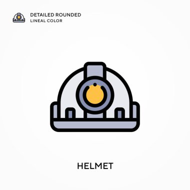 Miğfer ayrıntılı yuvarlak çizgisel renk. Modern vektör illüstrasyon kavramları. Düzenlemesi ve kişiselleştirmesi kolay.