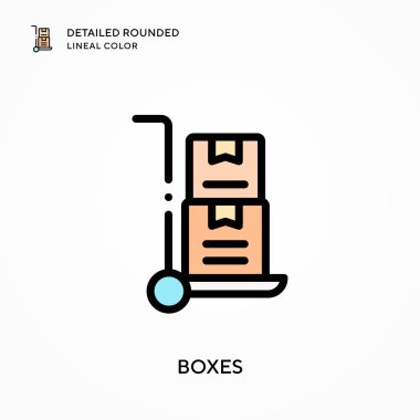 Kutular ayrıntılı yuvarlak çizgisel renk. Modern vektör illüstrasyon kavramları. Düzenlemesi ve kişiselleştirmesi kolay.