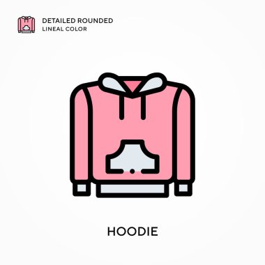 Kapüşonlu ayrıntılı yuvarlak çizgisel renk. Modern vektör illüstrasyon kavramları. Düzenlemesi ve kişiselleştirmesi kolay.