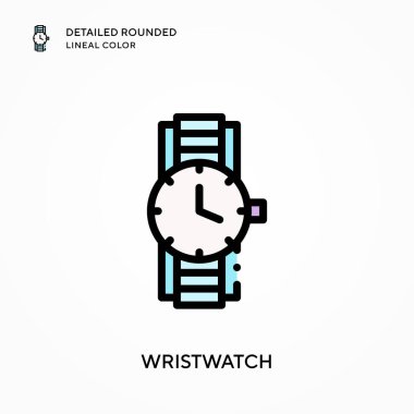 Kol saati yuvarlak çizgi rengini detaylandırdı. Modern vektör illüstrasyon kavramları. Düzenlemesi ve kişiselleştirmesi kolay.