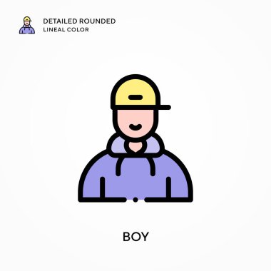 Oğlan yuvarlak çizgi rengini detaylandırdı. Modern vektör illüstrasyon kavramları. Düzenlemesi ve kişiselleştirmesi kolay.