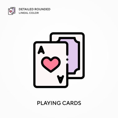 İskambil kağıtları yuvarlak çizgi rengini detaylandırıyor. Modern vektör illüstrasyon kavramları. Düzenlemesi ve kişiselleştirmesi kolay.