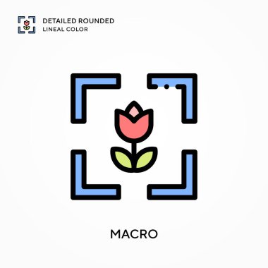 Makro ayrıntılı yuvarlak çizgisel renk. Modern vektör illüstrasyon kavramları. Düzenlemesi ve kişiselleştirmesi kolay.