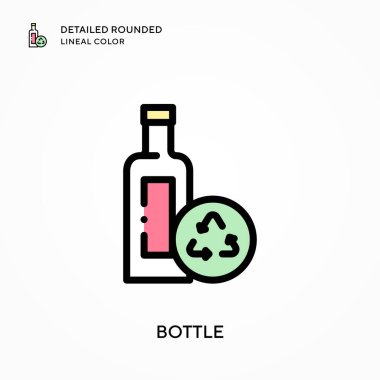 Şişe detaylı yuvarlak çizgisel renk. Modern vektör illüstrasyon kavramları. Düzenlemesi ve kişiselleştirmesi kolay.