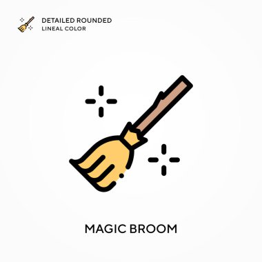 Sihirli süpürge ayrıntılı yuvarlak çizgisel renk. Modern vektör illüstrasyon kavramları. Düzenlemesi ve kişiselleştirmesi kolay.