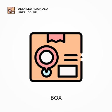 Kutu detaylı yuvarlak çizgi rengi. Modern vektör illüstrasyon kavramları. Düzenlemesi ve kişiselleştirmesi kolay.