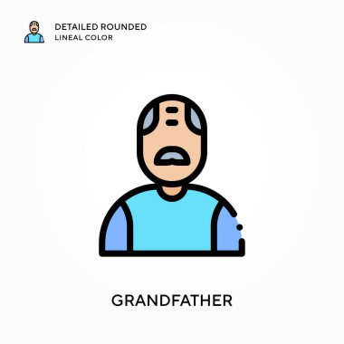 Büyükbabam yuvarlak çizgisel renkleri detaylıca anlattı. Modern vektör illüstrasyon kavramları. Düzenlemesi ve kişiselleştirmesi kolay.