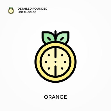 Turuncu detaylı yuvarlak çizgisel renk. Modern vektör illüstrasyon kavramları. Düzenlemesi ve kişiselleştirmesi kolay.