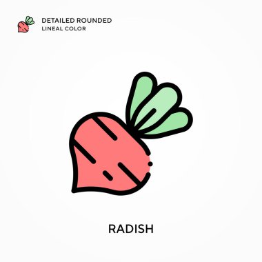 Turp detaylı yuvarlak çizgisel renk. Modern vektör illüstrasyon kavramları. Düzenlemesi ve kişiselleştirmesi kolay.