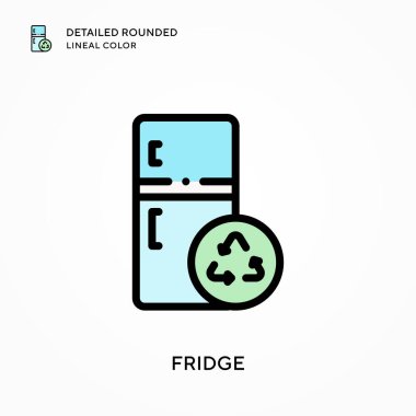 Buzdolabı ayrıntılı yuvarlak çizgisel renk. Modern vektör illüstrasyon kavramları. Düzenlemesi ve kişiselleştirmesi kolay.