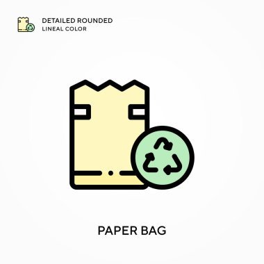 Kağıt torba yuvarlak çizgi rengini detaylandırdı. Modern vektör illüstrasyon kavramları. Düzenlemesi ve kişiselleştirmesi kolay.