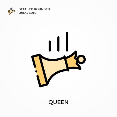 Kraliçe yuvarlak çizgi rengini detaylandırdı. Modern vektör illüstrasyon kavramları. Düzenlemesi ve kişiselleştirmesi kolay.