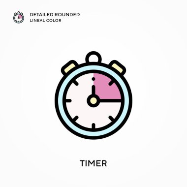 Zamanlayıcı yuvarlak çizgi rengini detaylandırdı. Modern vektör illüstrasyon kavramları. Düzenlemesi ve kişiselleştirmesi kolay.
