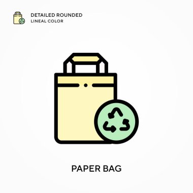 Kağıt torba yuvarlak çizgi rengini detaylandırdı. Modern vektör illüstrasyon kavramları. Düzenlemesi ve kişiselleştirmesi kolay.