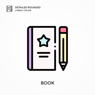 Kitap ayrıntılı yuvarlak çizgisel renk. Modern vektör illüstrasyon kavramları. Düzenlemesi ve kişiselleştirmesi kolay.