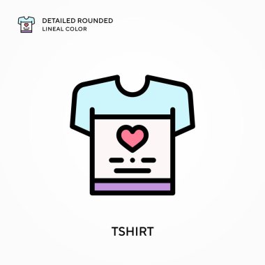 Tişört ayrıntılı yuvarlak çizgisel renk. Modern vektör illüstrasyon kavramları. Düzenlemesi ve kişiselleştirmesi kolay.