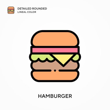 Hamburger yuvarlak çizgi rengini detaylandırdı. Modern vektör illüstrasyon kavramları. Düzenlemesi ve kişiselleştirmesi kolay.