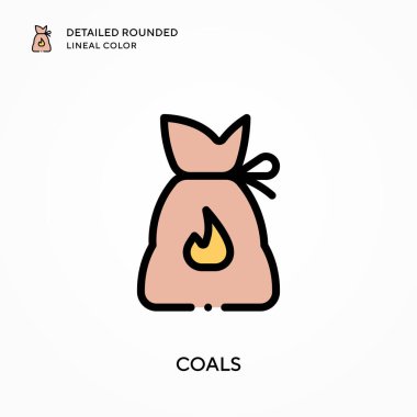 Kömürün ayrıntılı yuvarlak çizgisel rengi. Modern vektör illüstrasyon kavramları. Düzenlemesi ve kişiselleştirmesi kolay.