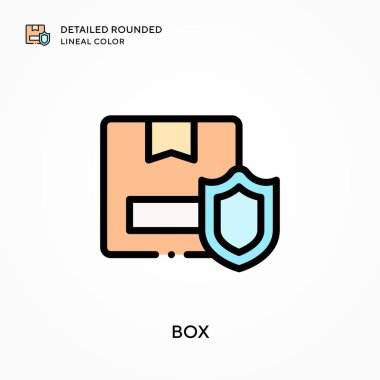 Kutu detaylı yuvarlak çizgi rengi. Modern vektör illüstrasyon kavramları. Düzenlemesi ve kişiselleştirmesi kolay.