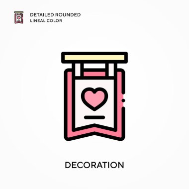 Dekorasyon ayrıntılı yuvarlak çizgisel renk. Modern vektör illüstrasyon kavramları. Düzenlemesi ve kişiselleştirmesi kolay.