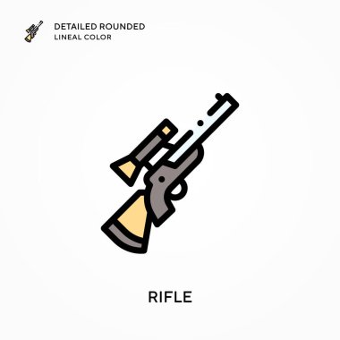 Tüfeğin ayrıntılı yuvarlak çizgisel rengi. Modern vektör illüstrasyon kavramları. Düzenlemesi ve kişiselleştirmesi kolay.