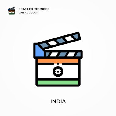 Hindistan ayrıntılı yuvarlak çizgisel renk. Modern vektör illüstrasyon kavramları. Düzenlemesi ve kişiselleştirmesi kolay.