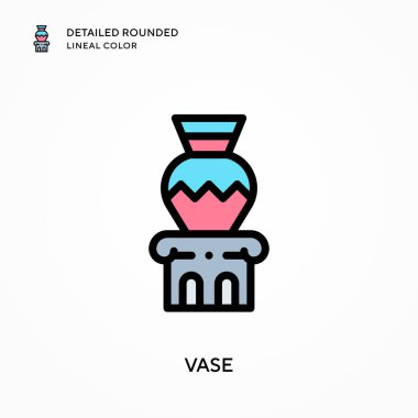 Vazo detaylı yuvarlak çizgisel renk. Modern vektör illüstrasyon kavramları. Düzenlemesi ve kişiselleştirmesi kolay.