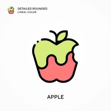 Apple ayrıntılı yuvarlak çizgisel renk. Modern vektör illüstrasyon kavramları. Düzenlemesi ve kişiselleştirmesi kolay.