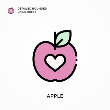 Apple ayrıntılı yuvarlak çizgisel renk. Modern vektör illüstrasyon kavramları. Düzenlemesi ve kişiselleştirmesi kolay.