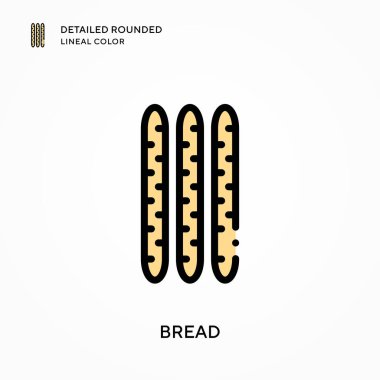 Ekmek detaylı yuvarlak çizgisel renk. Modern vektör illüstrasyon kavramları. Düzenlemesi ve kişiselleştirmesi kolay.