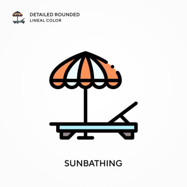 Güneş banyosu detaylı yuvarlak çizgisel renk. Modern vektör illüstrasyon kavramları. Düzenlemesi ve kişiselleştirmesi kolay.