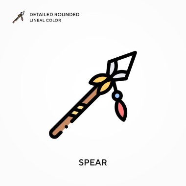 Mızrak ayrıntılı yuvarlak çizgisel renk. Modern vektör illüstrasyon kavramları. Düzenlemesi ve kişiselleştirmesi kolay.