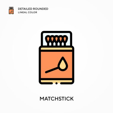 Kibrit çöpü ayrıntılı yuvarlak çizgisel renk. Modern vektör illüstrasyon kavramları. Düzenlemesi ve kişiselleştirmesi kolay.