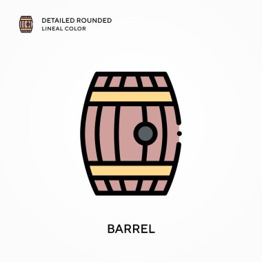 Fıçının ayrıntılı yuvarlak çizgisel rengi. Modern vektör illüstrasyon kavramları. Düzenlemesi ve kişiselleştirmesi kolay.