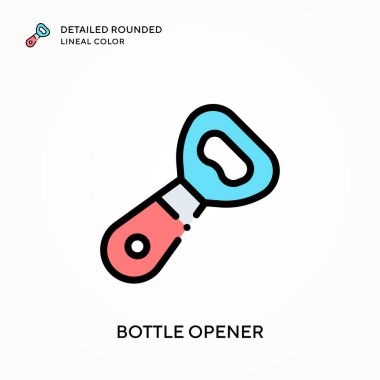 Şişe açıcı ayrıntılı yuvarlak çizgi rengi. Modern vektör illüstrasyon kavramları. Düzenlemesi ve kişiselleştirmesi kolay.