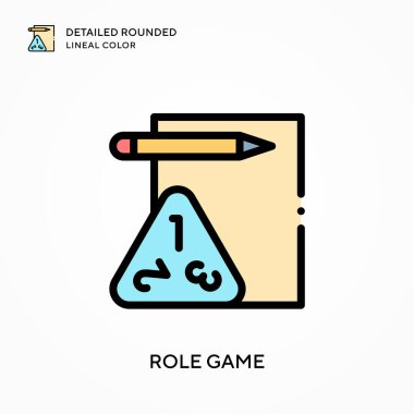Rol oyunu yuvarlak çizgi rengini detaylandırdı. Modern vektör illüstrasyon kavramları. Düzenlemesi ve kişiselleştirmesi kolay.