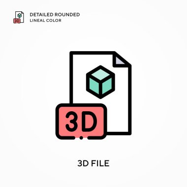 3D dosya ayrıntılı yuvarlak doğrusal renk. Modern vektör illüstrasyon kavramları. Düzenlemesi ve kişiselleştirmesi kolay.