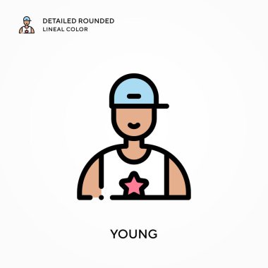 Genç ayrıntılı yuvarlak çizgisel renk. Modern vektör illüstrasyon kavramları. Düzenlemesi ve kişiselleştirmesi kolay.