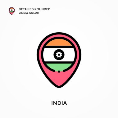 Hindistan ayrıntılı yuvarlak çizgisel renk. Modern vektör illüstrasyon kavramları. Düzenlemesi ve kişiselleştirmesi kolay.