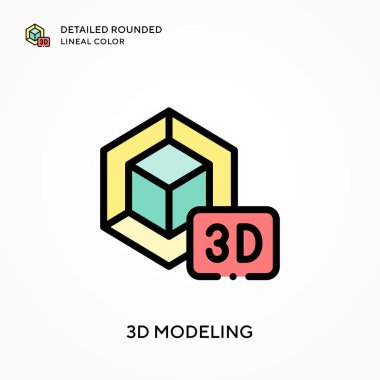 3D modelleme ayrıntılı yuvarlak çizgisel renk. Modern vektör illüstrasyon kavramları. Düzenlemesi ve kişiselleştirmesi kolay.