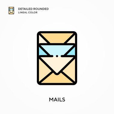 Postalar ayrıntılı yuvarlak çizgisel renk. Modern vektör illüstrasyon kavramları. Düzenlemesi ve kişiselleştirmesi kolay.