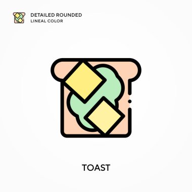 Tost detaylı yuvarlak çizgisel renk. Modern vektör illüstrasyon kavramları. Düzenlemesi ve kişiselleştirmesi kolay.
