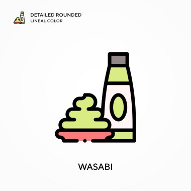 Wasabi ayrıntılı yuvarlak çizgisel renk. Modern vektör illüstrasyon kavramları. Düzenlemesi ve kişiselleştirmesi kolay.