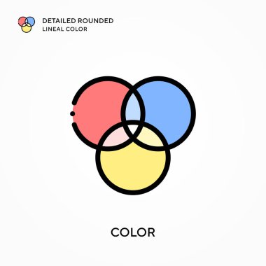 Renkli ayrıntılı yuvarlak çizgisel renk. Modern vektör illüstrasyon kavramları. Düzenlemesi ve kişiselleştirmesi kolay.