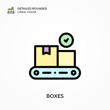 Kutular ayrıntılı yuvarlak çizgisel renk. Modern vektör illüstrasyon kavramları. Düzenlemesi ve kişiselleştirmesi kolay.