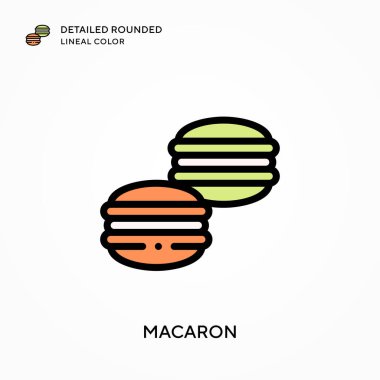 Makarna ayrıntılı yuvarlak çizgisel renk. Modern vektör illüstrasyon kavramları. Düzenlemesi ve kişiselleştirmesi kolay.