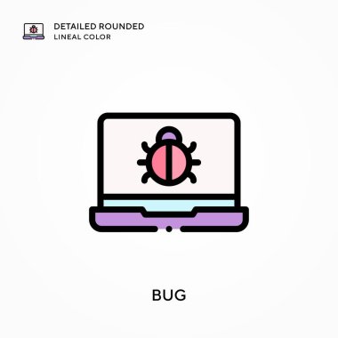 Böcek ayrıntılı yuvarlak çizgisel renk. Modern vektör illüstrasyon kavramları. Düzenlemesi ve kişiselleştirmesi kolay.